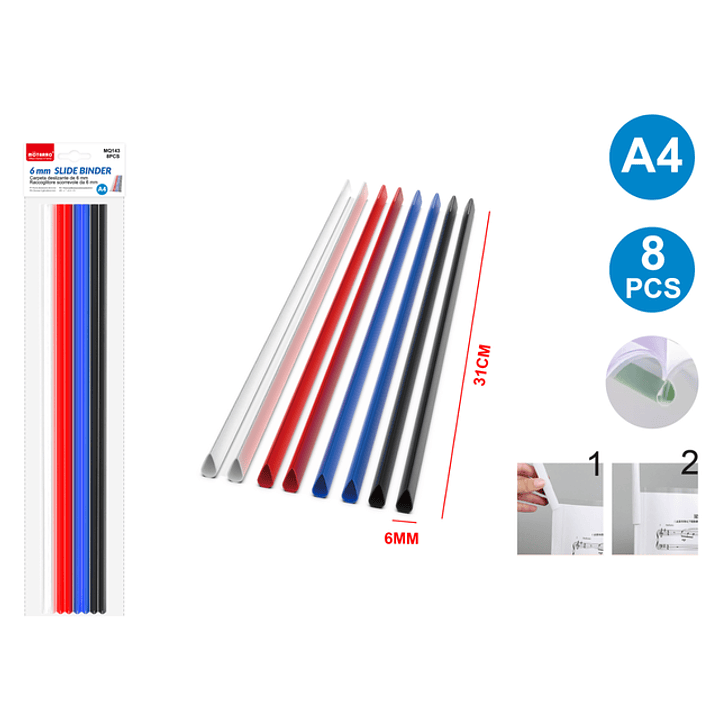 Barra Deslizante De Carpeta A4 8Pcs 6Mm 1