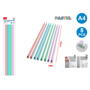 Barra Deslizante De Carpeta Pastel A4 8Pcs 8Mm