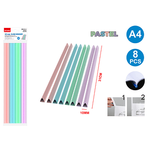 Barra Deslizante De Carpeta Pastel A4 8Pcs 10Mm