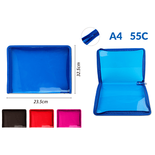 Carpeta Grueso Con Cierre Trasparente Colores A4