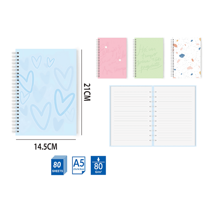 Libreta De 80Hojas A5 21x14.5cm 1