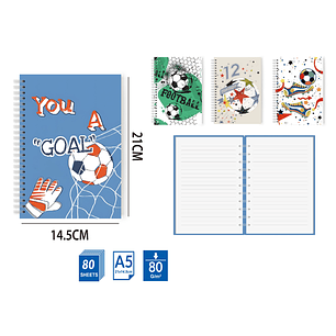 Libreta De 80Hojas A5 21x14.5cm