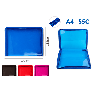 Carpeta Grueso Con Cierre Trasparente Colores A4