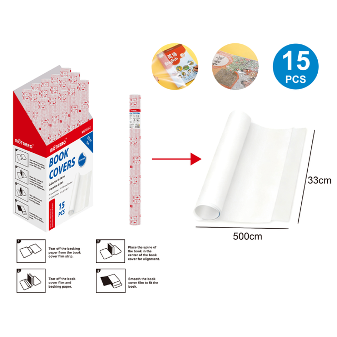 Forros Adhesiva Transparentes 33X500Cm 15Pcs 1