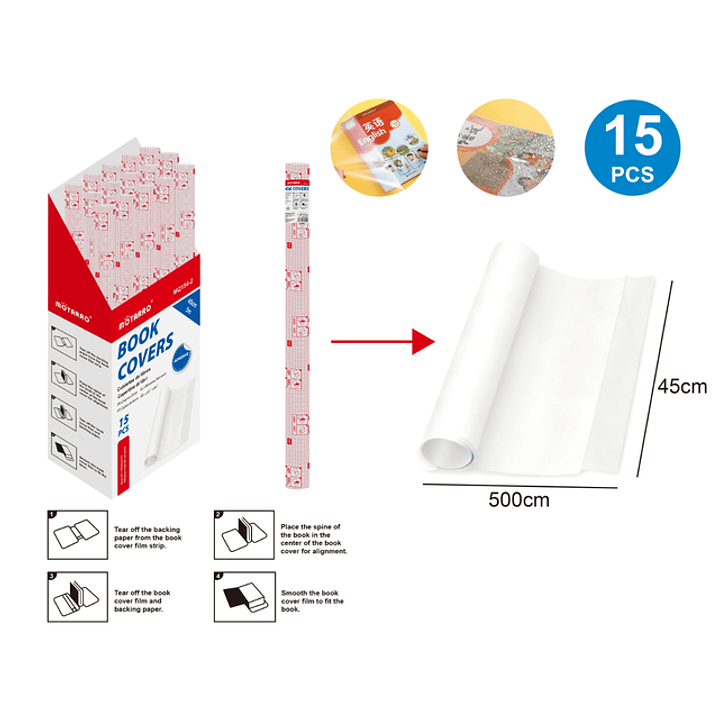 Forros Adhesiva Transparentes 45X500Cm 15Pcs 1
