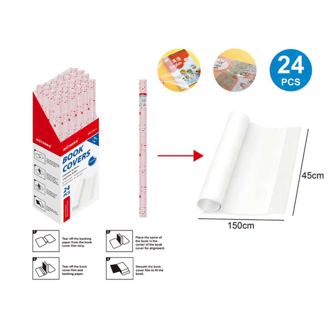 Forros Adhesiva Transparentes 45X150Cm 24Pcs 1