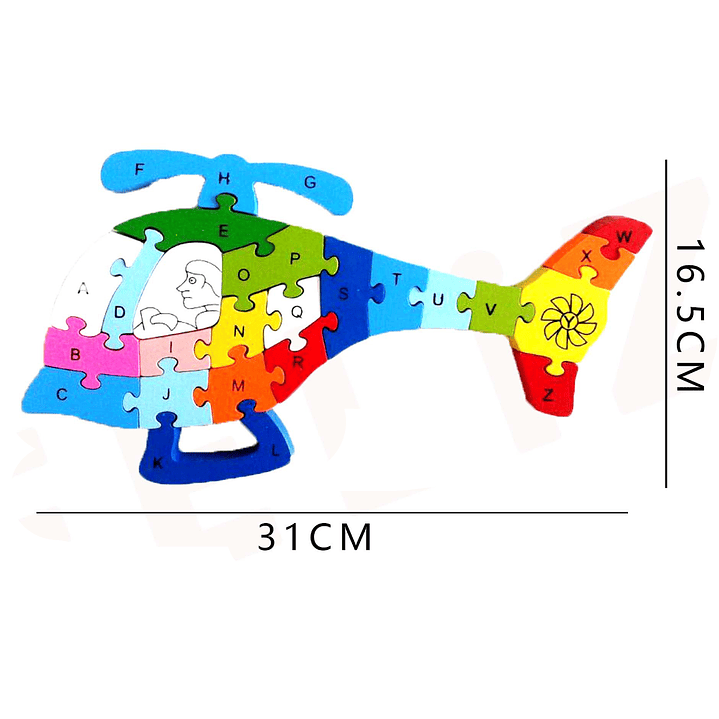 Puzzles De Madera Helicóptero 16.5x31cm 1