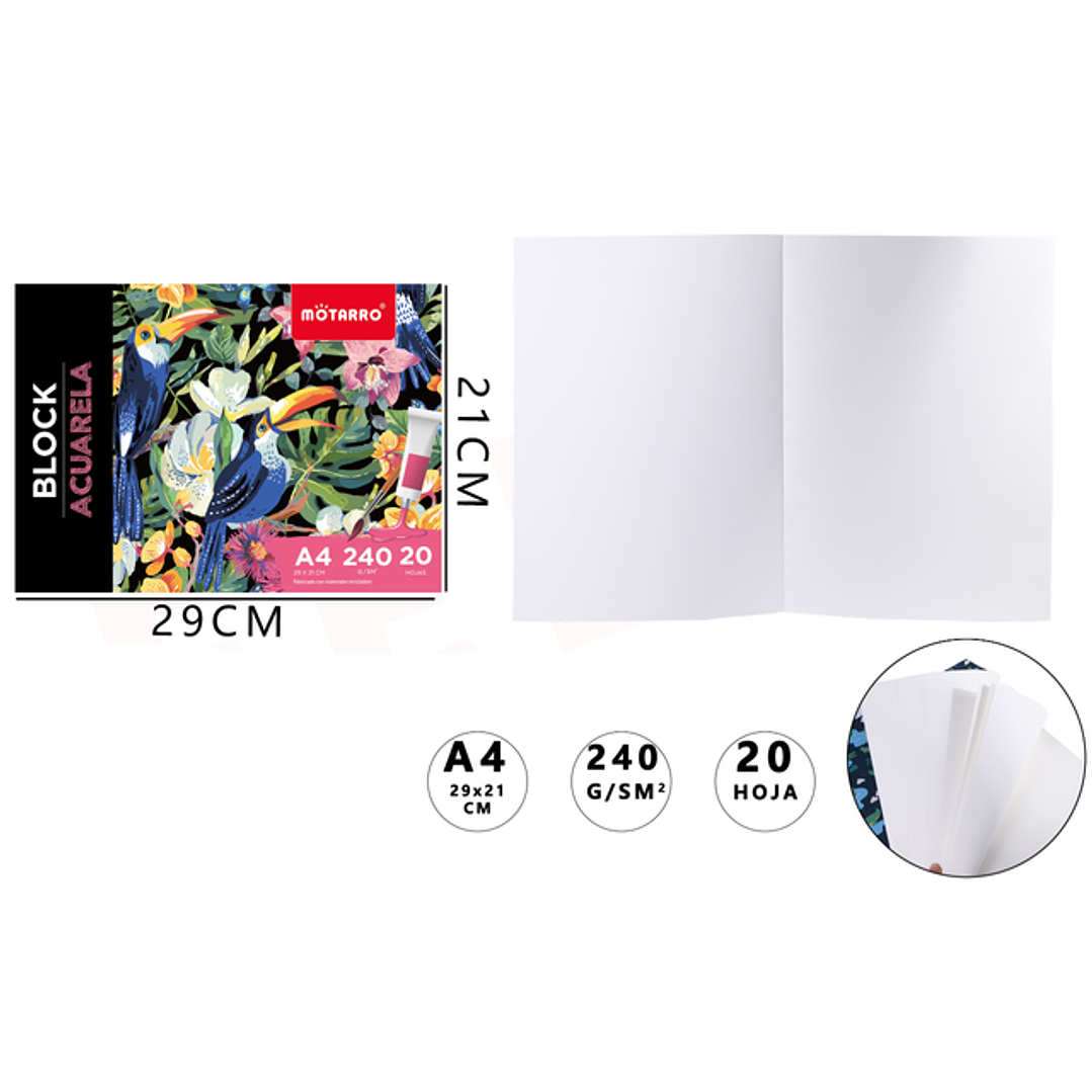 Block De Acuarela 240G 29X21Cm A4 1