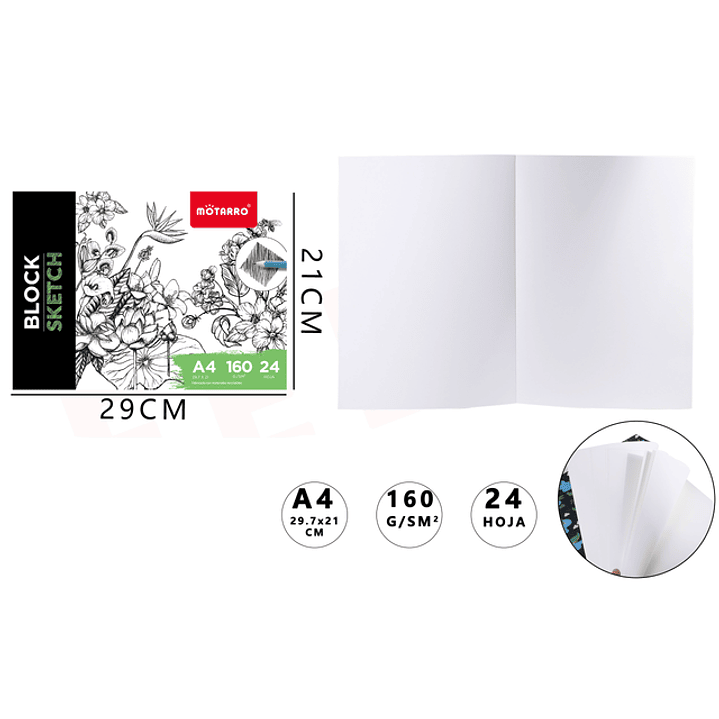 Block De Dibujo 160G 29X21Cm A4 1