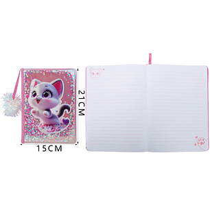 Libreta Novedad Glitter Gato A5