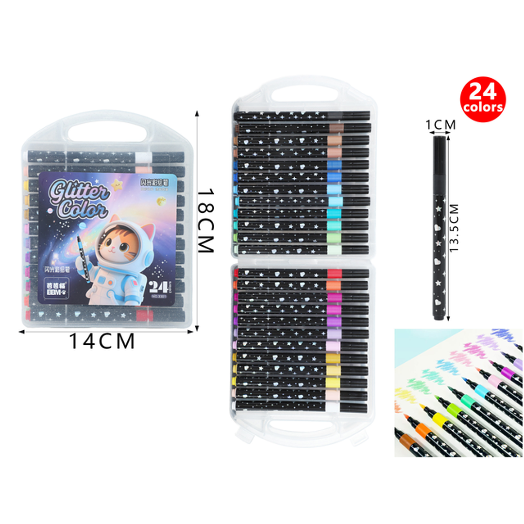 Marcadores Brillante 13.5Cm 24Pcs 1