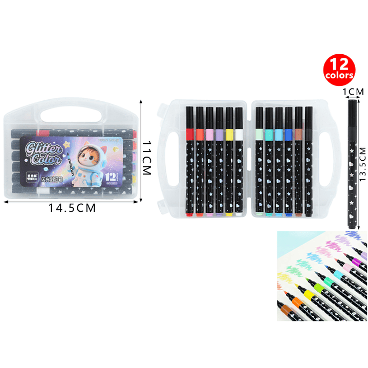 Marcadores Brillante 13.5Cm 12Pcs 1