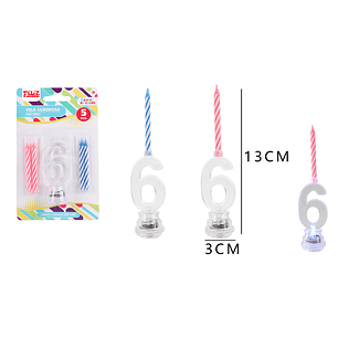 Vela De Numero 6 Con Luz 
