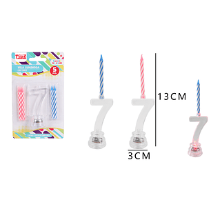 Vela De Numero 7 Con Luz 