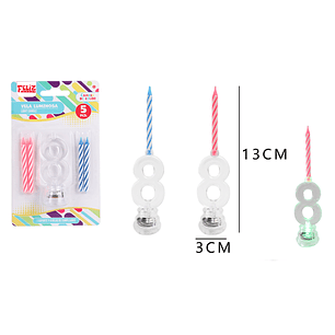 Vela De Numero 8 Con Luz 