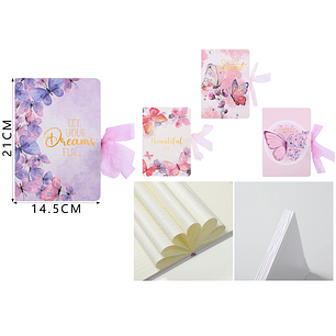 Libreta Con Moño 96Hojas 21X14.5Cm