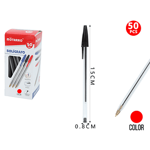 Lápiz Pasta Rojo 15Cm 50Pcs