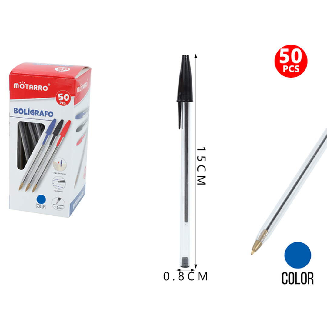 Lápiz Pasta Azul 15Cm 50Pcs 1