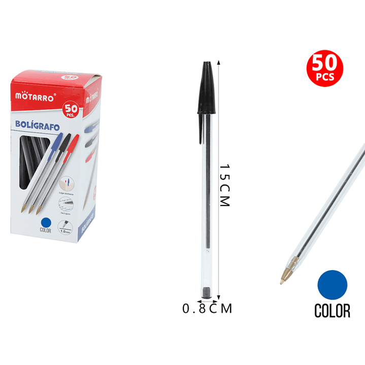 Lápiz Pasta Azul 15Cm 50Pcs 1