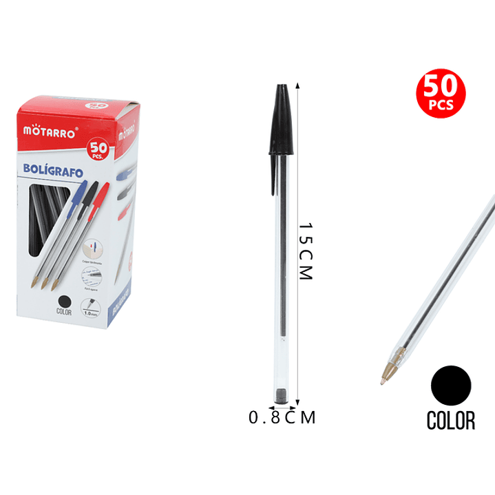 Lápiz Pasta Negro 15Cm 50Pcs 1