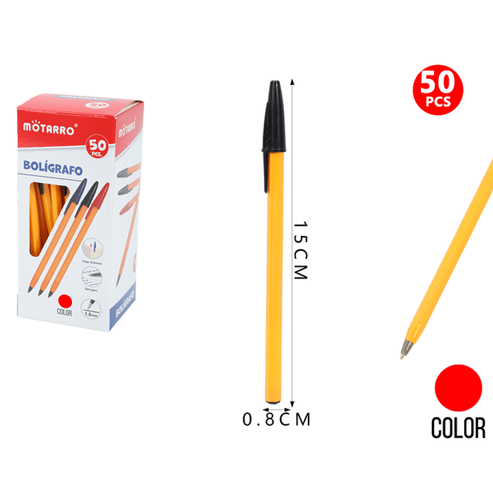 Lápiz Pasta Rojo 15Cm 50Pcs 1