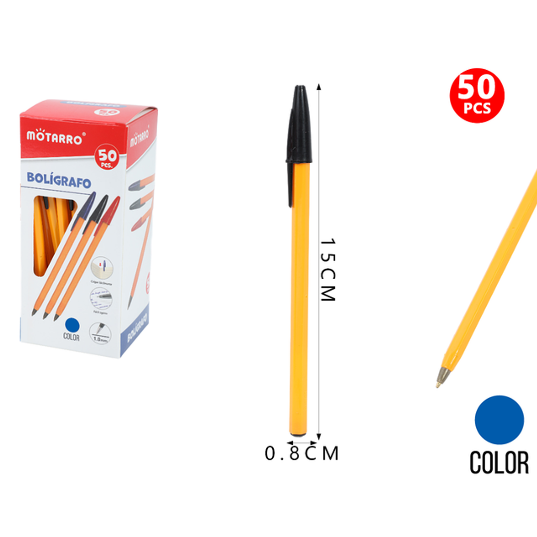 Lápiz Pasta Azul 15Cm 50Pcs 1