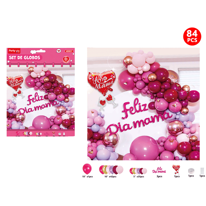 Set De Globos Feliz Dia Madre 84Pcs 1
