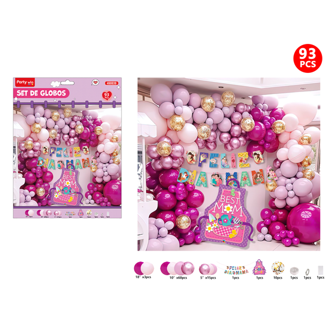 Set De Globos Feliz Dia Madre 93Pcs 1