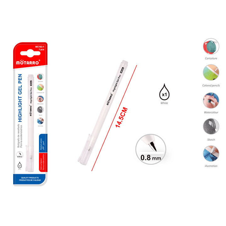 Boligrafo Resaltador Blanco 0.8Mm 1
