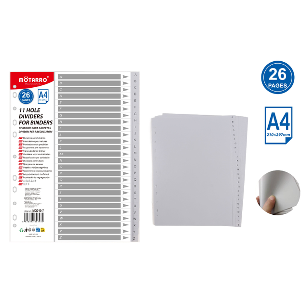 Divisores Para Carpetas Gris A4 26Pcs 1