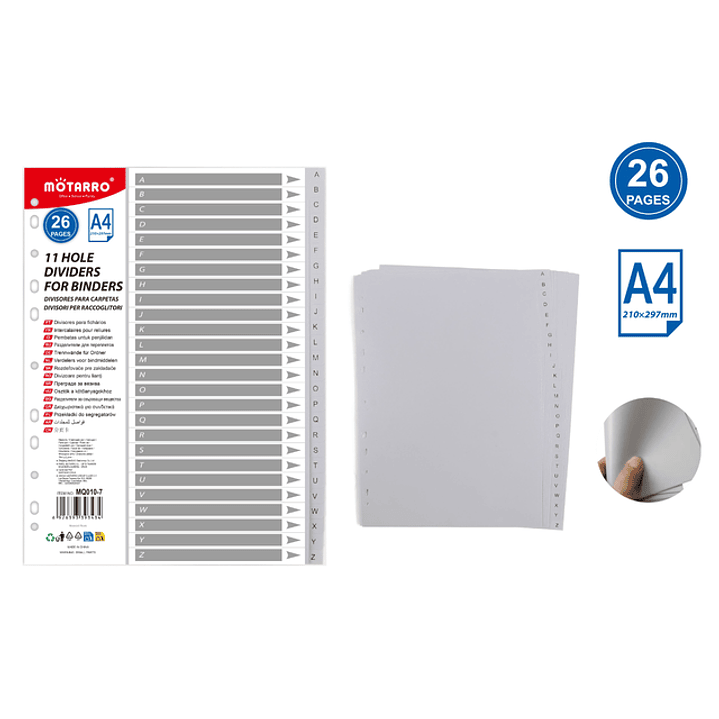 Divisores Para Carpetas Gris A4 26Pcs 1
