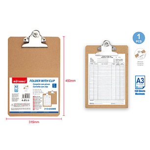 Tabla Con Apretador 45X31.5Cm A3