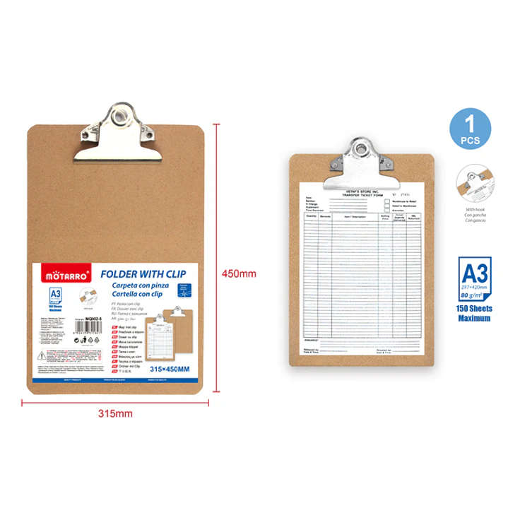 Tabla Con Apretador 45X31.5Cm A3 1