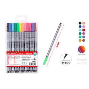 Rotuladores De Punta Fina 16Cm 12Pcs