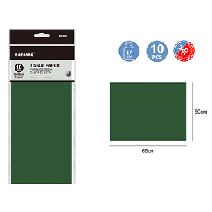 Papel De Seda Liso Verde 50X66Cm 17G 10Pcs