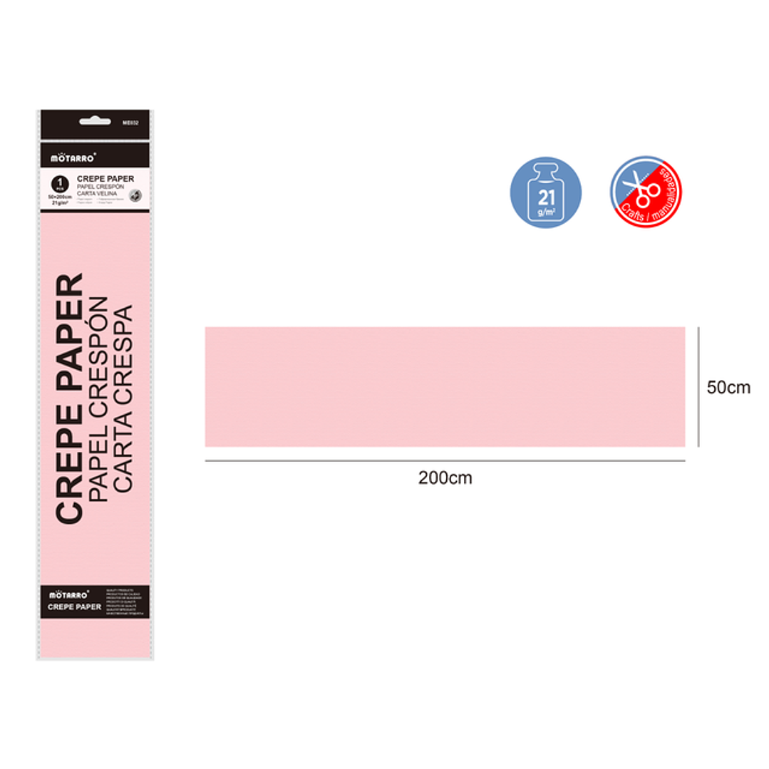 Papel Crepe Rosado 50X200Cm 21G 1