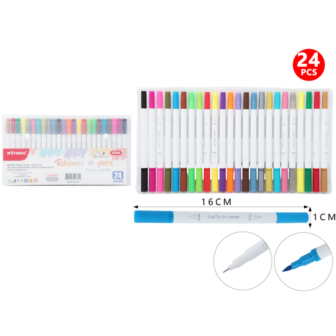 Marcadores De Color Doblepuntas 16Cm 24Pcs 1