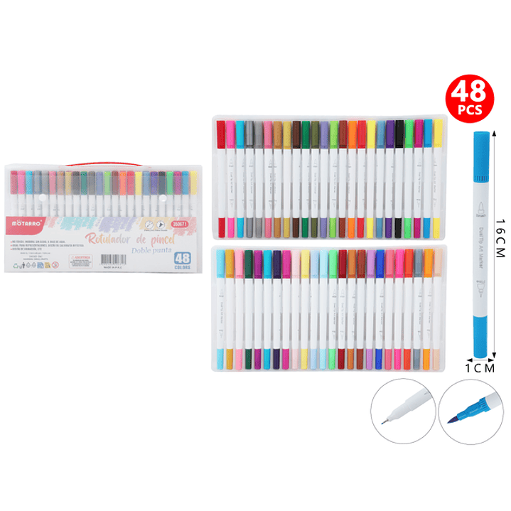 Marcadores De Color Doblepuntas 16Cm 48Pcs 1
