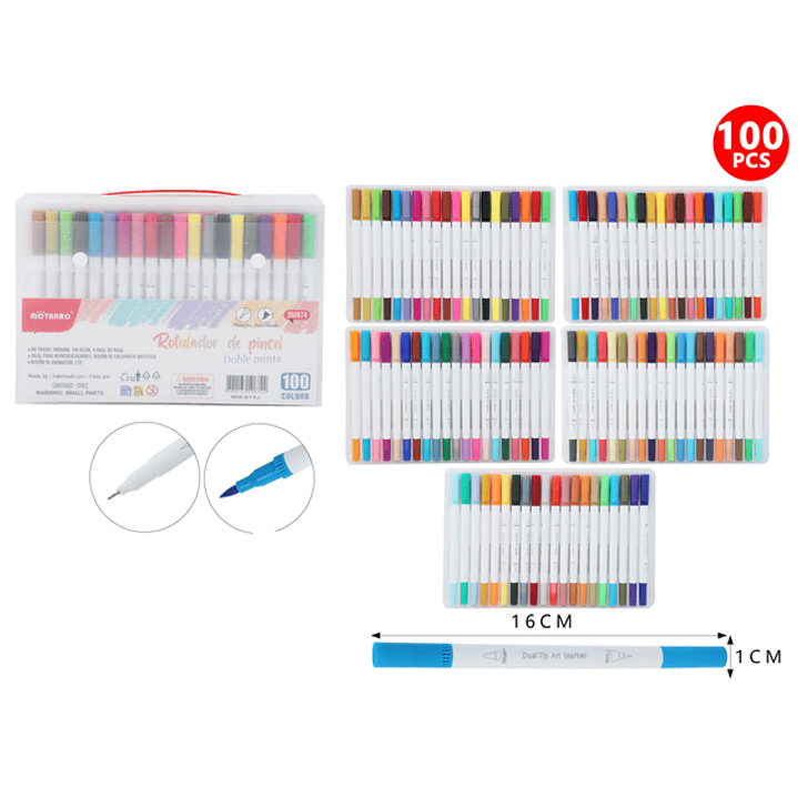 Marcadores De Color Doblepuntas 16Cm 100Pcs 1