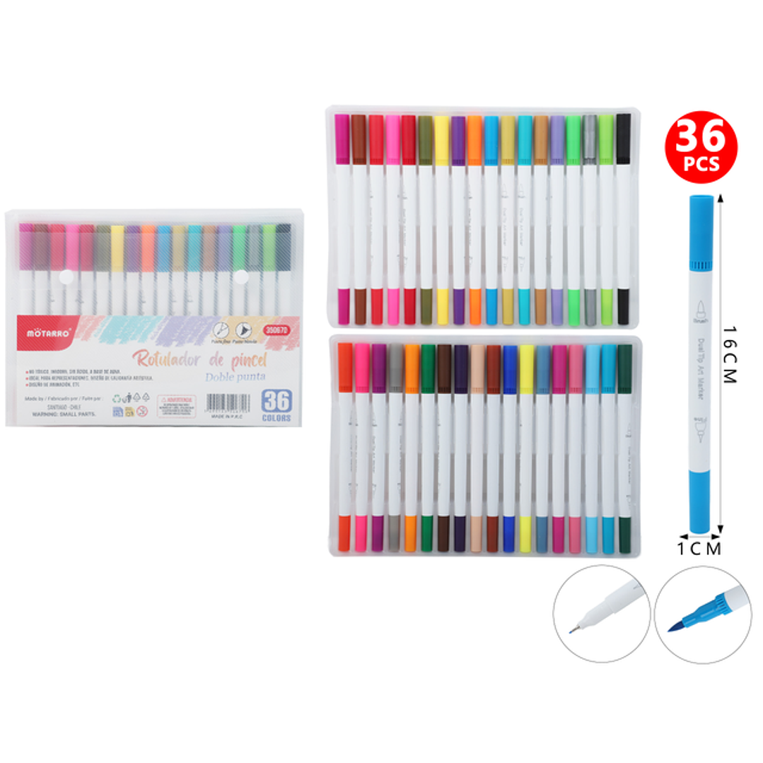 Marcadores De Color Doblepuntas 16Cm 36Pcs 1