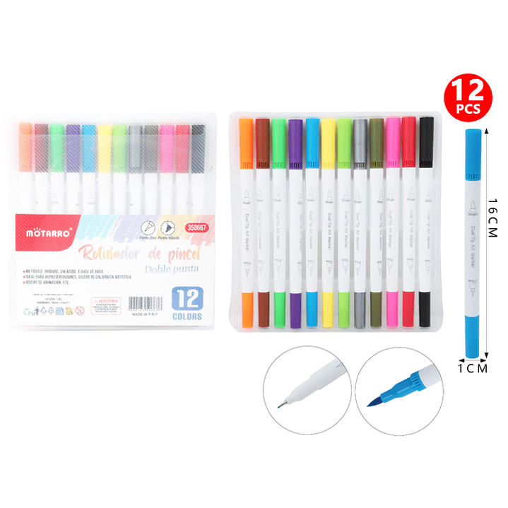 Marcadores De Color Doblepuntas 16Cm 12Pcs 1