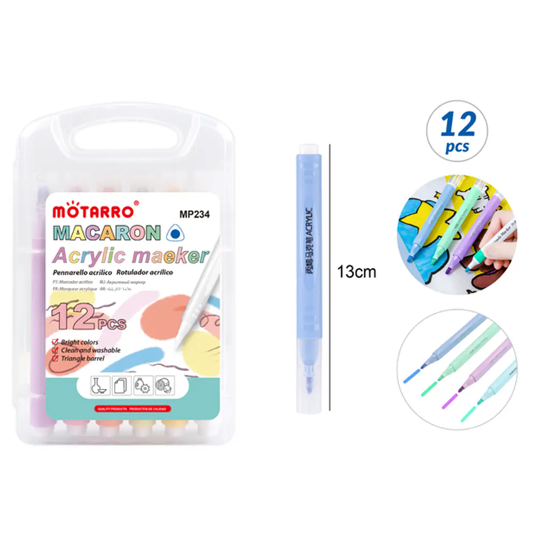 Marcadores Acrilico 13Cm 12Pcs 1