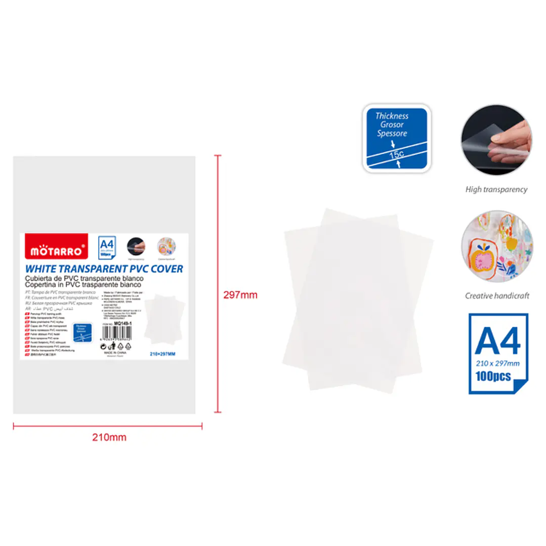 Laminas De Plastico Transparente 21X29,7Cm 100Pcs 1