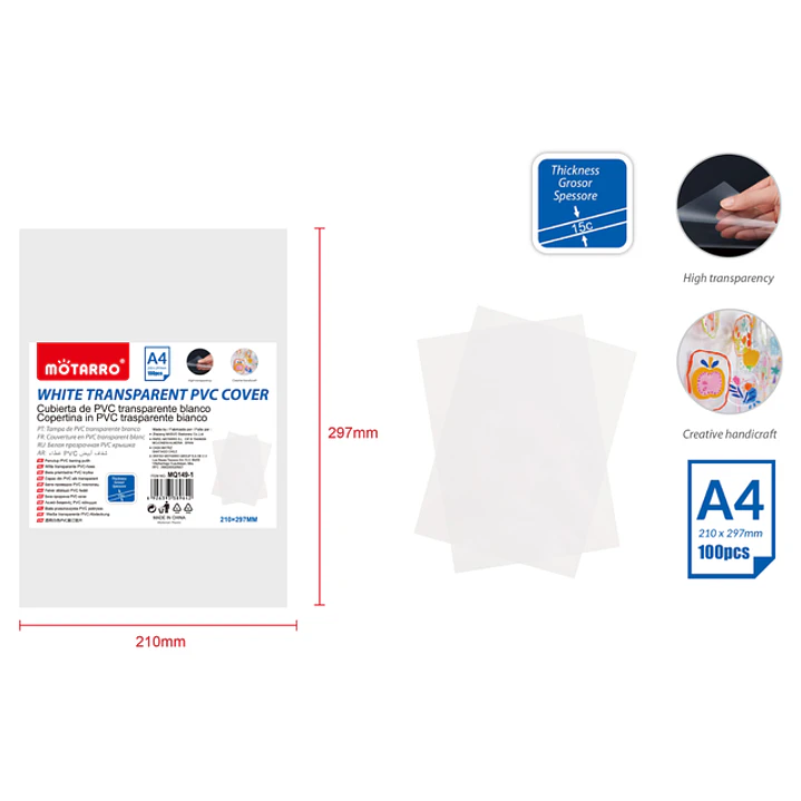Laminas De Plastico Transparente 21X29,7Cm 100Pcs 1