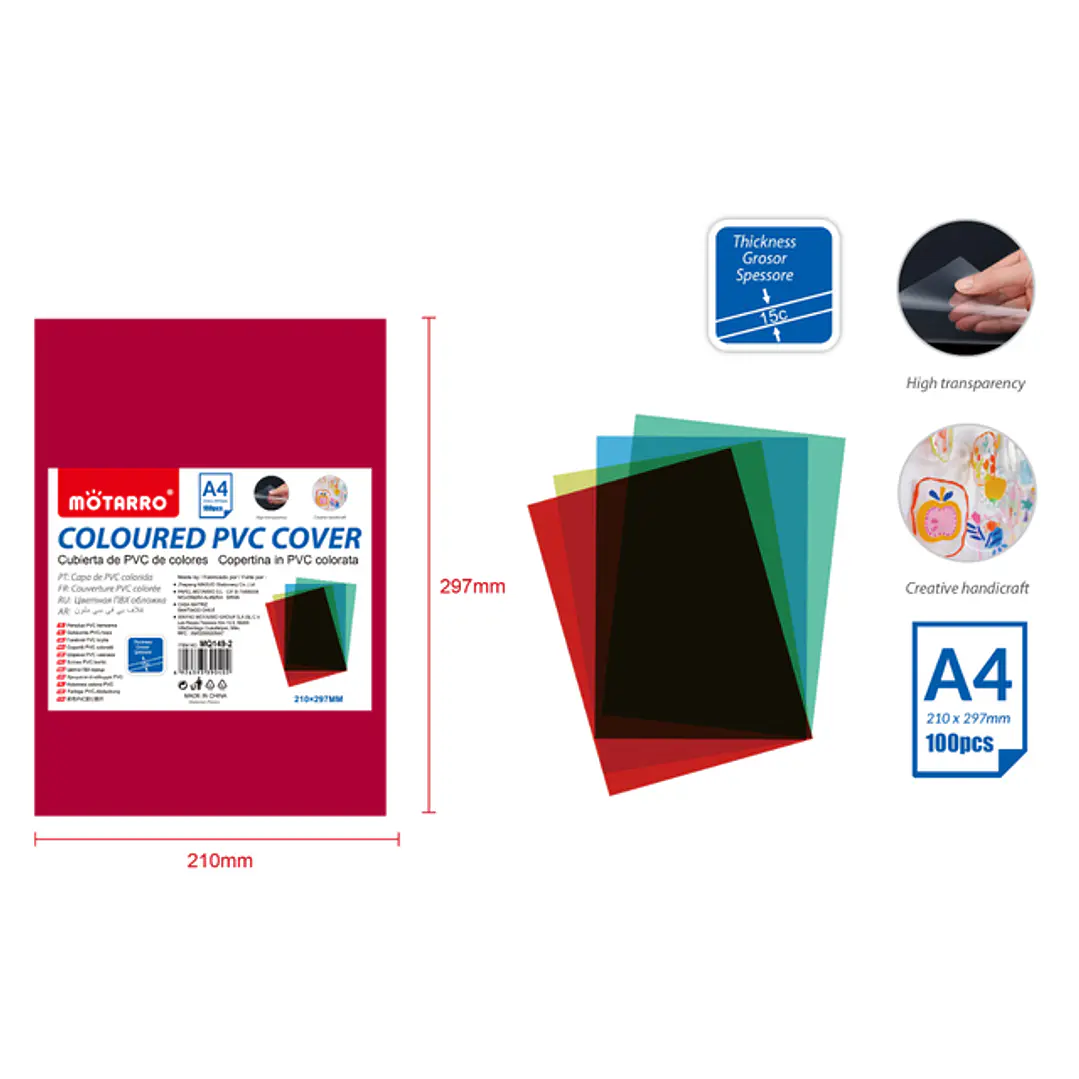 Laminas De Pvc Colores 21X29,7Cm 100Pcs 1