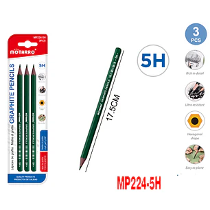 Lapices Grafito 5H 17.5Cm 3Pcs