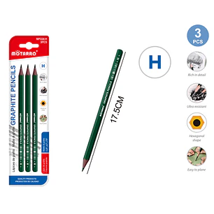Lapices Grafito H 17.5Cm 3Pcs