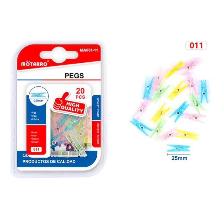 Pinzas Plastico Coloridos 25Mm 20Pcs 1