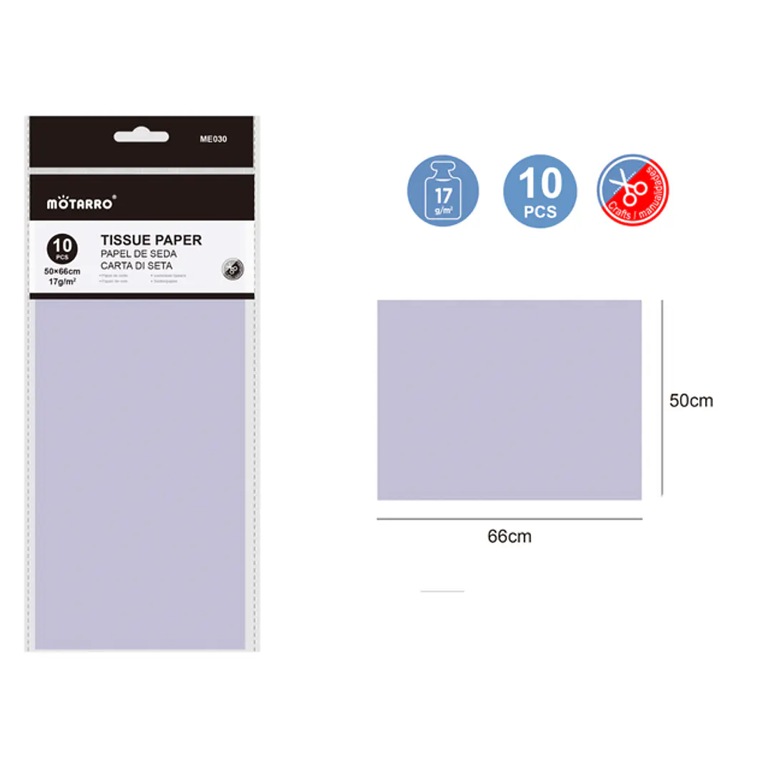 Papel De Seda Lila 50X66Cm 17G 10Pcs 1
