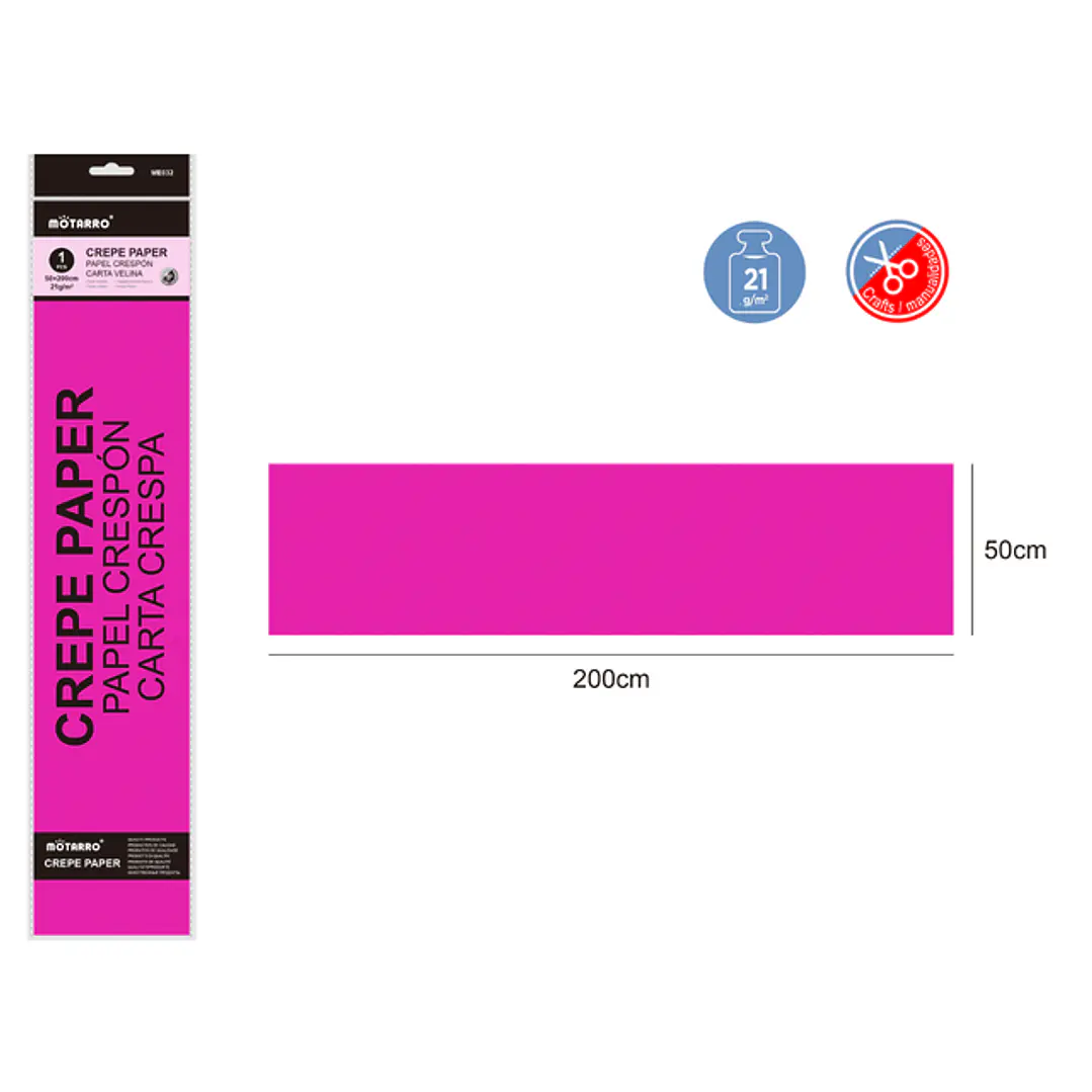Papel Crespon Fucsia 50X200Cm 21G 1